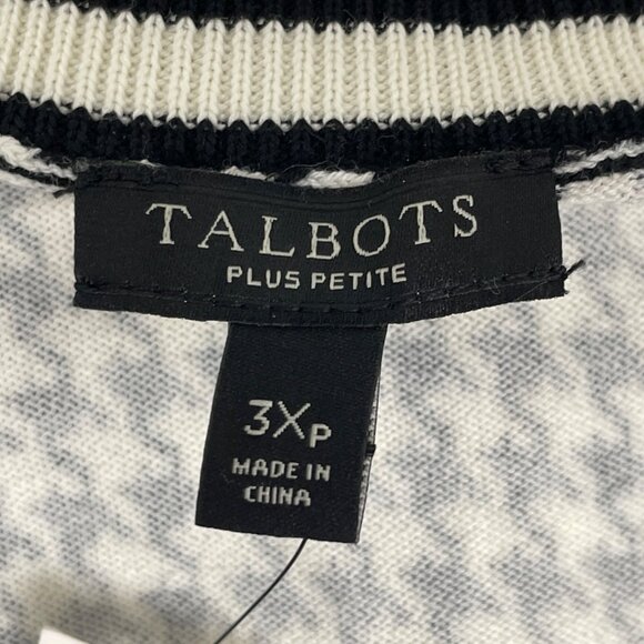 Talbots Plus Petite  Houndstooth Button Front Sweater Black & White Sz 3XP - New - Picture 5 of 8